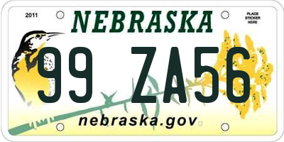 NE license plate 99ZA56