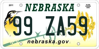 NE license plate 99ZA59