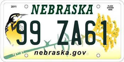 NE license plate 99ZA61