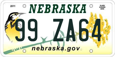 NE license plate 99ZA64