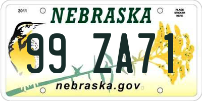 NE license plate 99ZA71