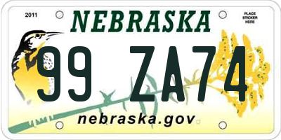 NE license plate 99ZA74