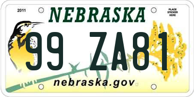 NE license plate 99ZA81