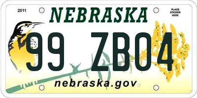 NE license plate 99ZB04