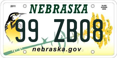 NE license plate 99ZB08