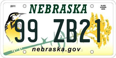 NE license plate 99ZB21