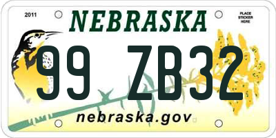 NE license plate 99ZB32