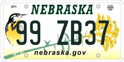 NE license plate 99ZB37