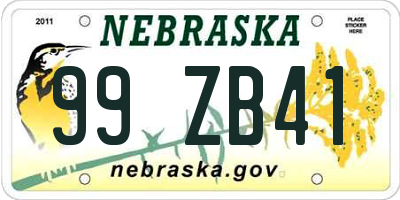 NE license plate 99ZB41