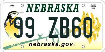 NE license plate 99ZB60