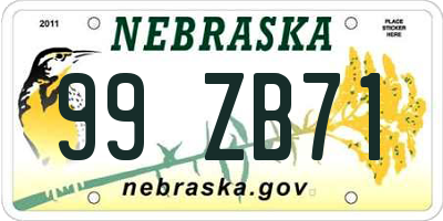 NE license plate 99ZB71