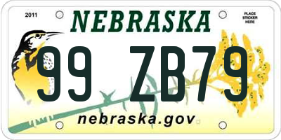 NE license plate 99ZB79