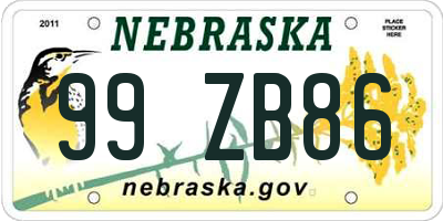 NE license plate 99ZB86