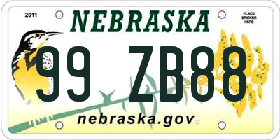 NE license plate 99ZB88