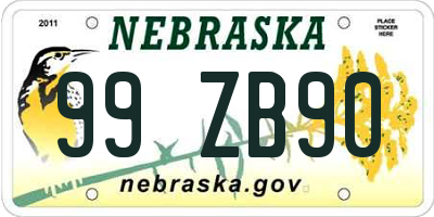 NE license plate 99ZB90