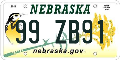 NE license plate 99ZB91