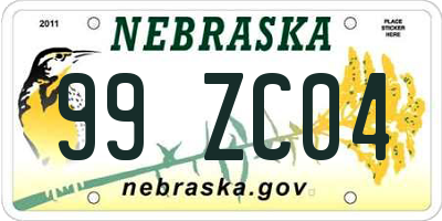 NE license plate 99ZC04