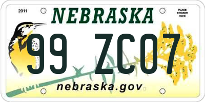 NE license plate 99ZC07