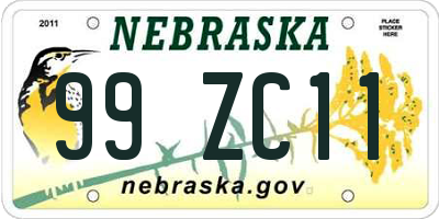 NE license plate 99ZC11