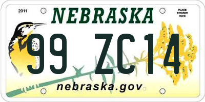 NE license plate 99ZC14