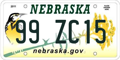 NE license plate 99ZC15