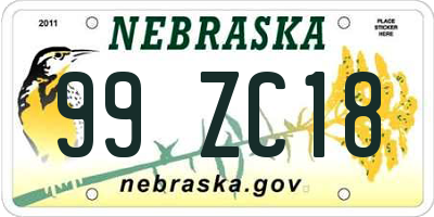 NE license plate 99ZC18