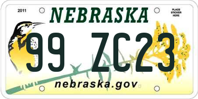 NE license plate 99ZC23
