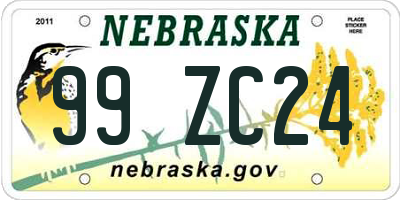 NE license plate 99ZC24