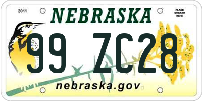 NE license plate 99ZC28