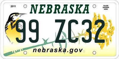 NE license plate 99ZC32