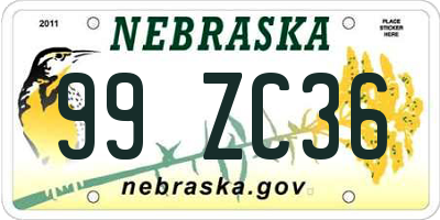 NE license plate 99ZC36