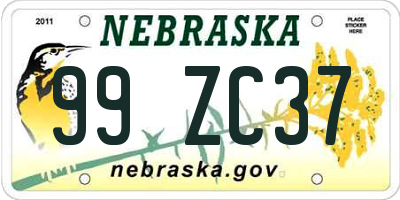 NE license plate 99ZC37