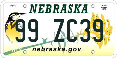 NE license plate 99ZC39