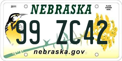 NE license plate 99ZC42