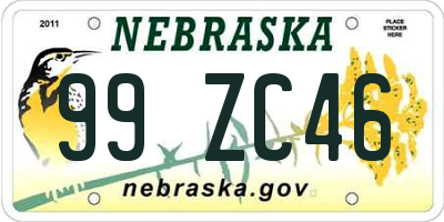 NE license plate 99ZC46