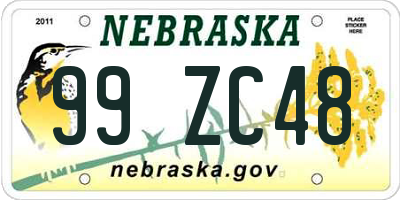 NE license plate 99ZC48