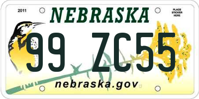 NE license plate 99ZC55