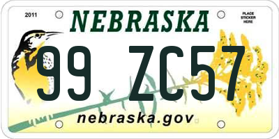 NE license plate 99ZC57