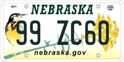 NE license plate 99ZC60