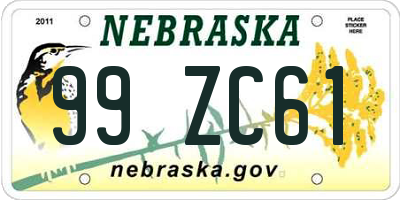 NE license plate 99ZC61