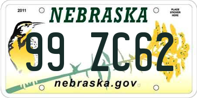 NE license plate 99ZC62