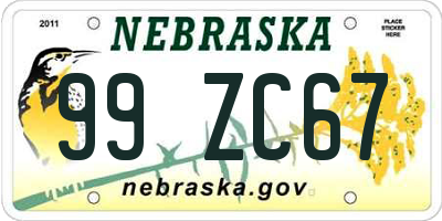 NE license plate 99ZC67