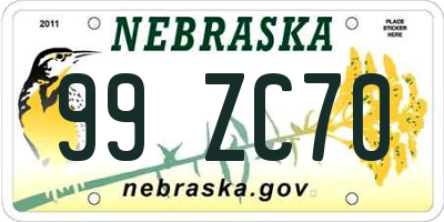 NE license plate 99ZC70