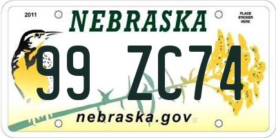 NE license plate 99ZC74