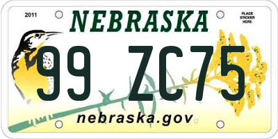 NE license plate 99ZC75