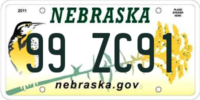 NE license plate 99ZC91