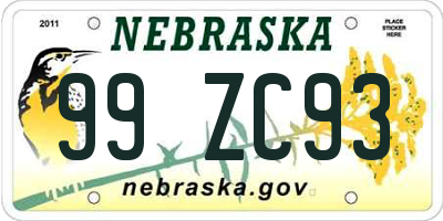 NE license plate 99ZC93