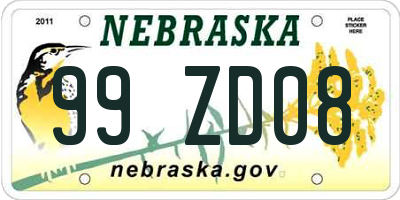 NE license plate 99ZD08