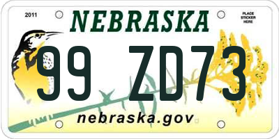 NE license plate 99ZD73