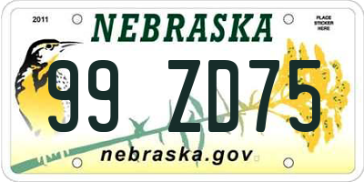 NE license plate 99ZD75